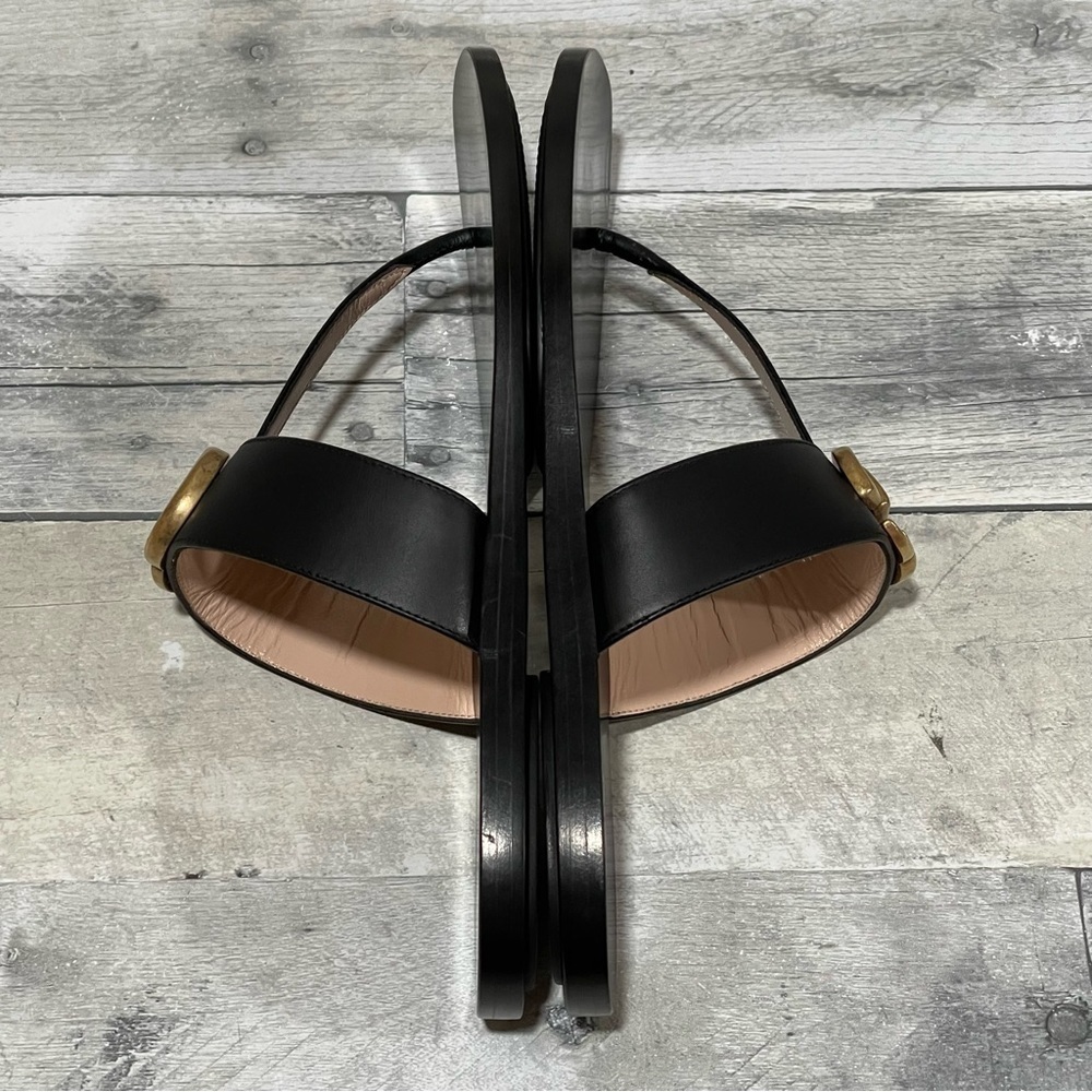 Gucci Leather thong sandal with Double G - Black - Sz - 7.5 US / 37.5 EU - Picture 3 of 12